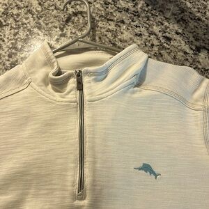 Cotton White Tommy Bahama quarter zip fleece great condition.